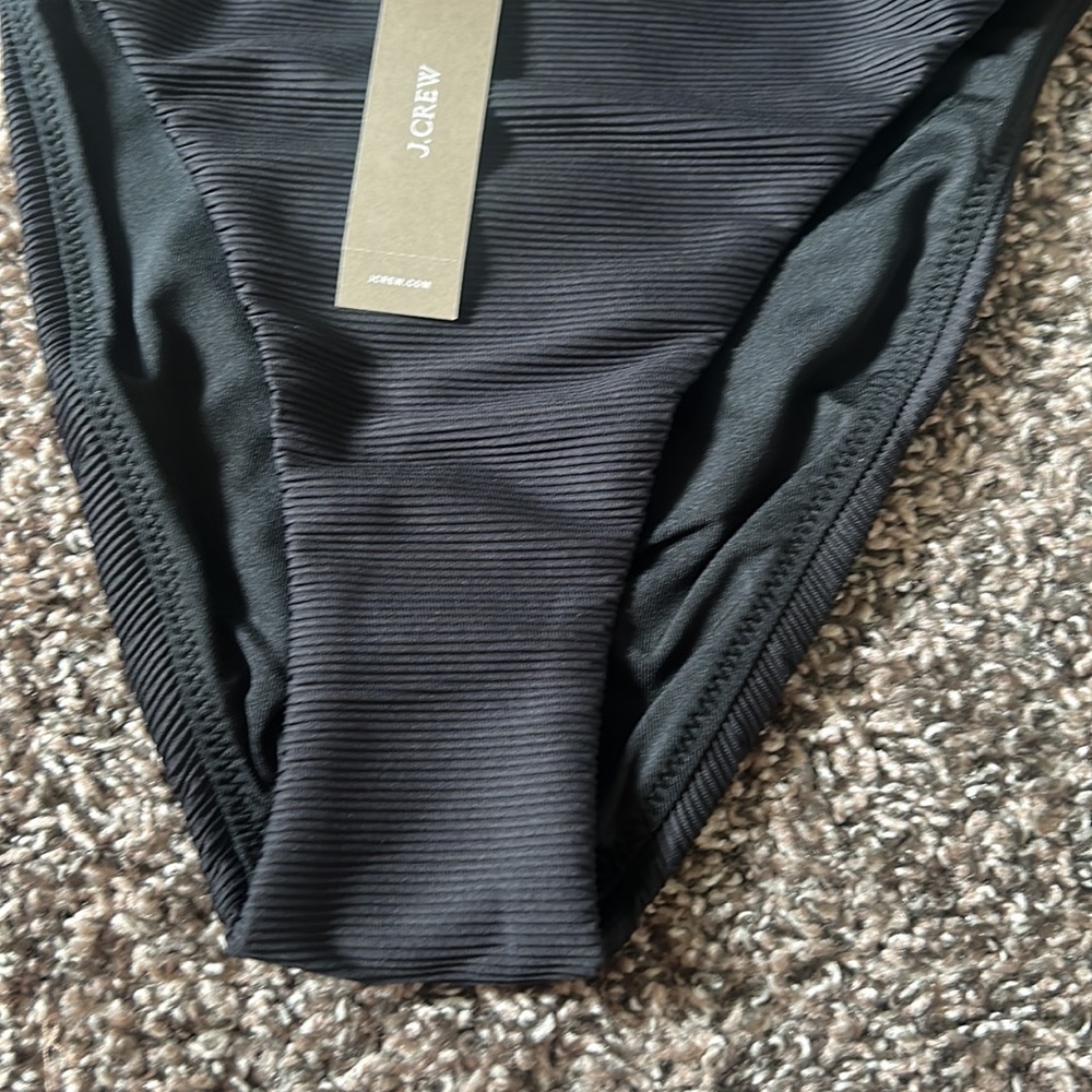 NWT J. Crew Ribbed Black Bikini Swim Bottoms Only XS - Picture 2 of 13